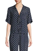 Inez Tie-Front Polka Dot Silk-Blend Shirt