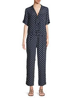 Inez Tie-Front Polka Dot Silk-Blend Shirt