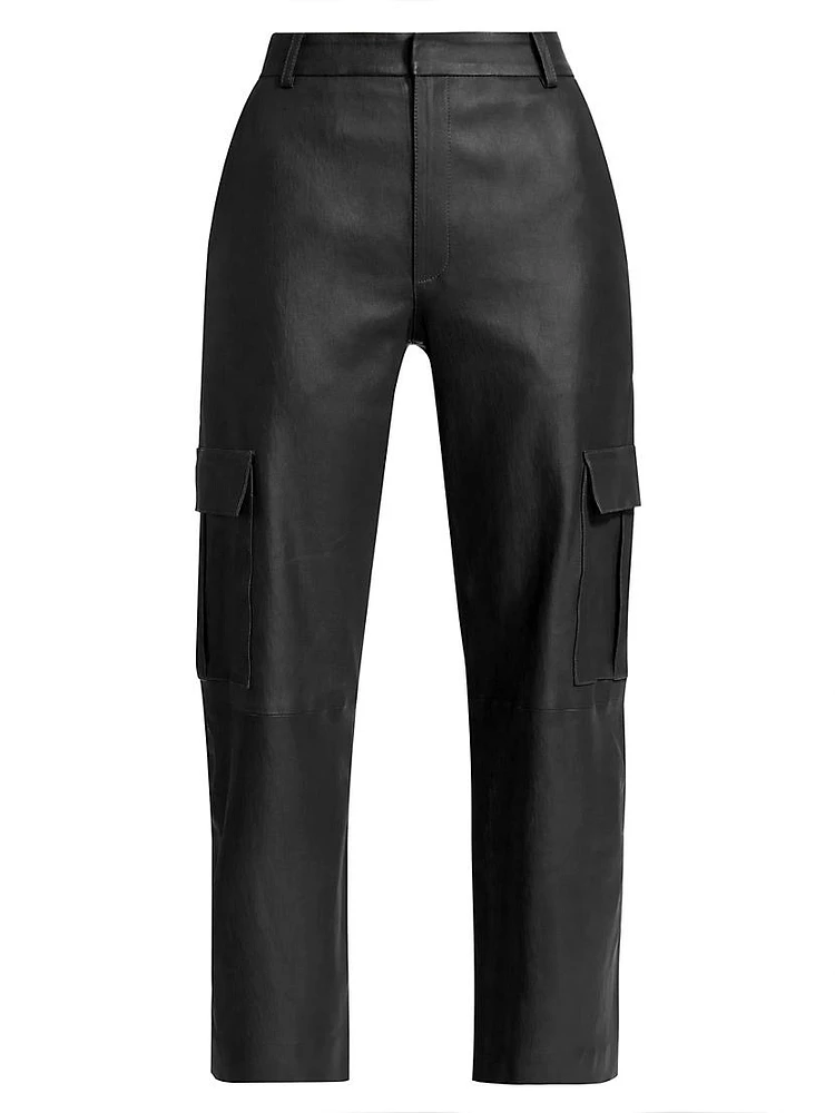 Leather Crop Cargo Pants