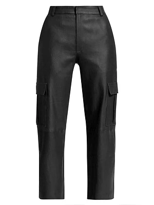 Leather Crop Cargo Pants