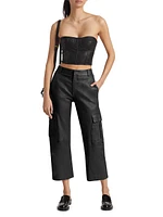 Leather Crop Cargo Pants