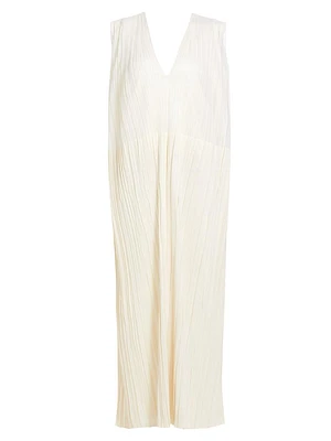 Silk Pleated Maxi-Dress