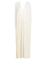 Silk Pleated Maxi-Dress