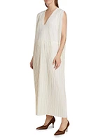 Silk Pleated Maxi-Dress