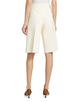 High-Rise Wide-Leg Bermuda Shorts