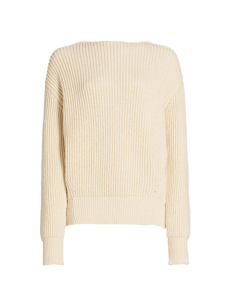 Bow-Detailed Rib-Knit Sweater