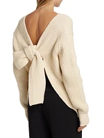 Bow-Detailed Rib-Knit Sweater