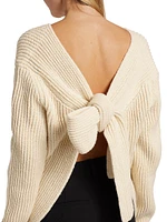 Bow-Detailed Rib-Knit Sweater