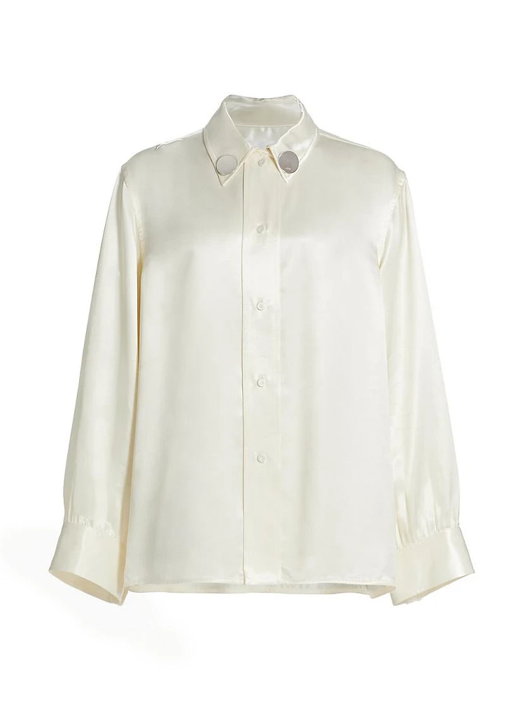 Satin Gathered-Sleeved Shirt