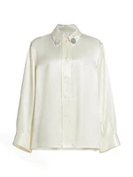 Satin Gathered-Sleeved Shirt