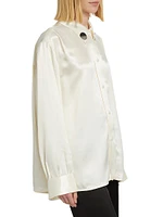 Satin Gathered-Sleeved Shirt