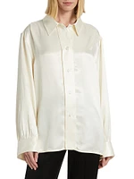 Satin Gathered-Sleeved Shirt