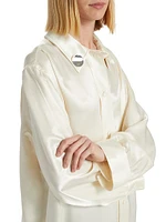 Satin Gathered-Sleeved Shirt