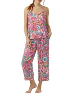 Summer Flower Crop Sleeveless Pajama Set