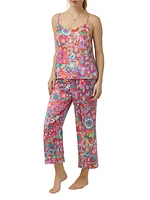 Summer Flower Crop Sleeveless Pajama Set