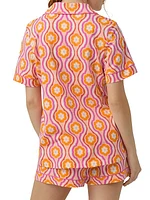 Flower Swirl Boxer Short-Sleeve Pajama Set