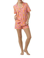 Flower Swirl Boxer Short-Sleeve Pajama Set