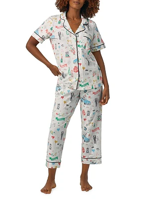 Just Married Crop Short-Sleeve Pajama Set