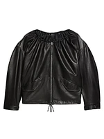 Oversized Leather Drawstring Jacket