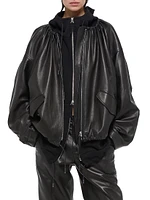 Oversized Leather Drawstring Jacket