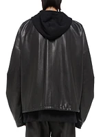 Oversized Leather Drawstring Jacket