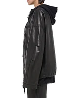 Oversized Leather Drawstring Jacket