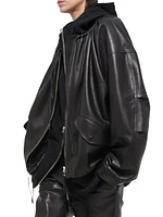 Oversized Leather Drawstring Jacket