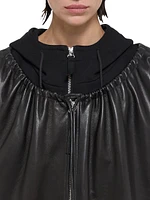 Oversized Leather Drawstring Jacket