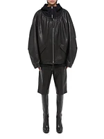 Oversized Leather Drawstring Jacket