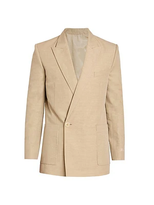 Fluid Canvas One-Button Blazer Jacket