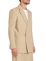 Fluid Canvas One-Button Blazer Jacket