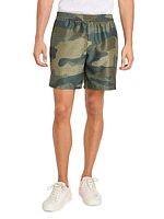 Camouflage Print Shantung Shorts