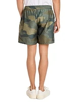 Camouflage Print Shantung Shorts