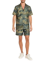 Camouflage Print Shantung Shorts