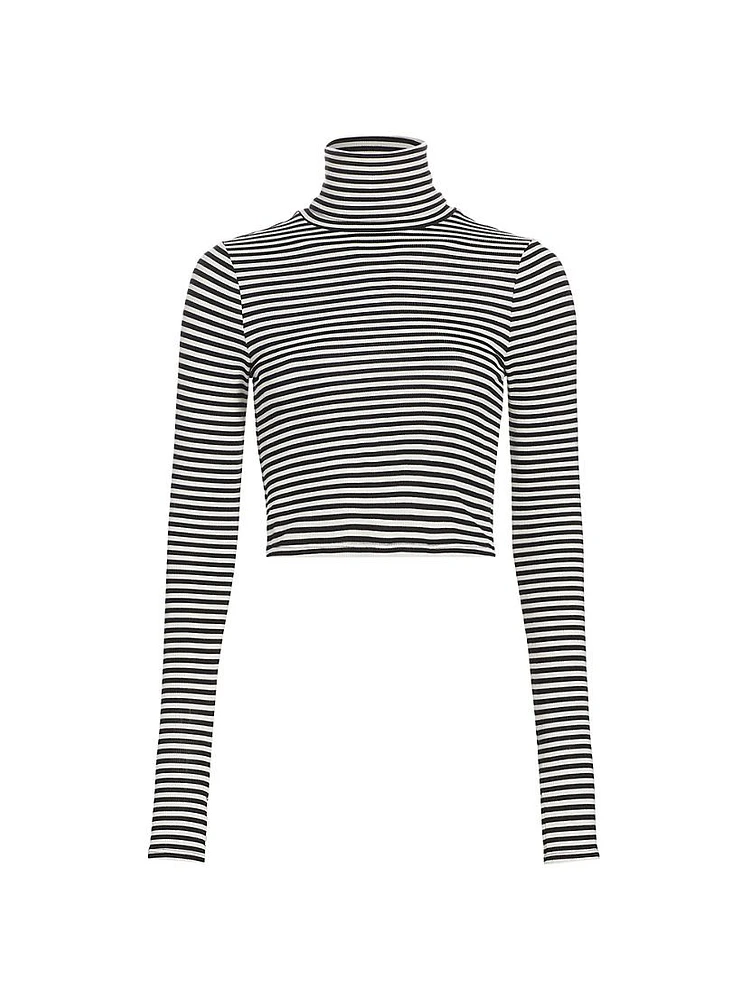 Jackson Rib-Knit Crop Turtleneck Top