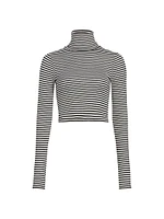 Jackson Rib-Knit Crop Turtleneck Top