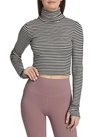 Jackson Rib-Knit Crop Turtleneck Top