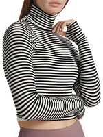 Jackson Rib-Knit Crop Turtleneck Top