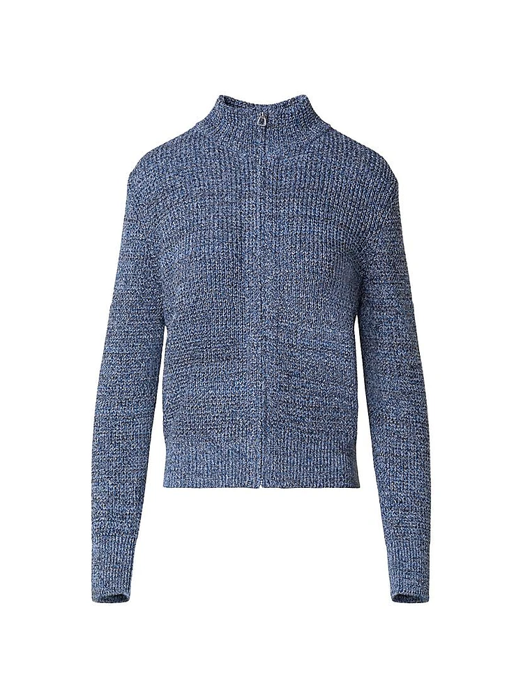 Mouliné Cotton Zip Cardigan