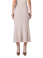 Cashmere Ribbed Midi-Skirt