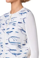 Silk Kasuri Bird Print Cardigan