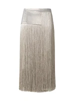 Silk Crepe Fringe Skirt