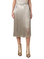 Silk Crepe Fringe Skirt