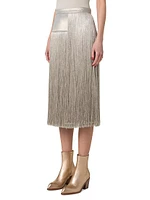 Silk Crepe Fringe Skirt