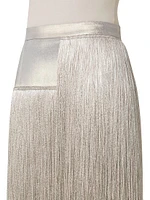 Silk Crepe Fringe Skirt