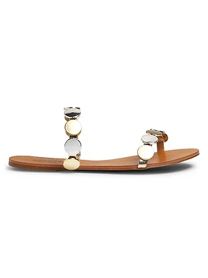 Acacia Disc-Embellished Leather Sandals