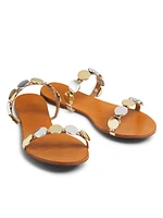 Acacia Disc-Embellished Leather Sandals