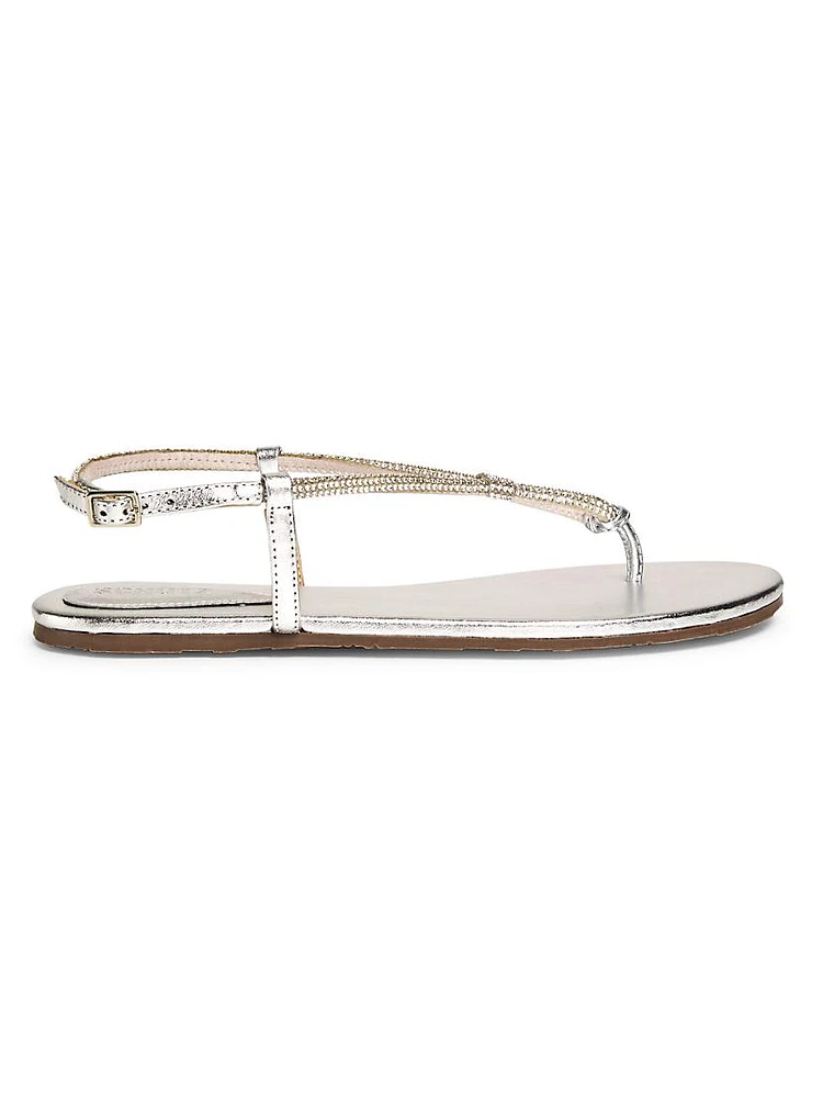 Treasure Crystal-Embellished Metallic Leather Sandals