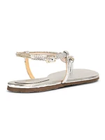 Treasure Crystal-Embellished Metallic Leather Sandals