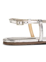 Treasure Crystal-Embellished Metallic Leather Sandals